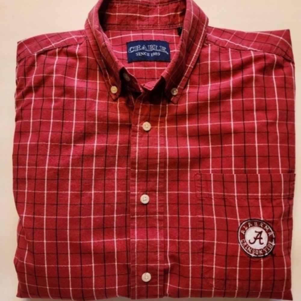 Alabama Crimson Tide Men's Long Sleeve Shirt Button Down Red Plaid Size M